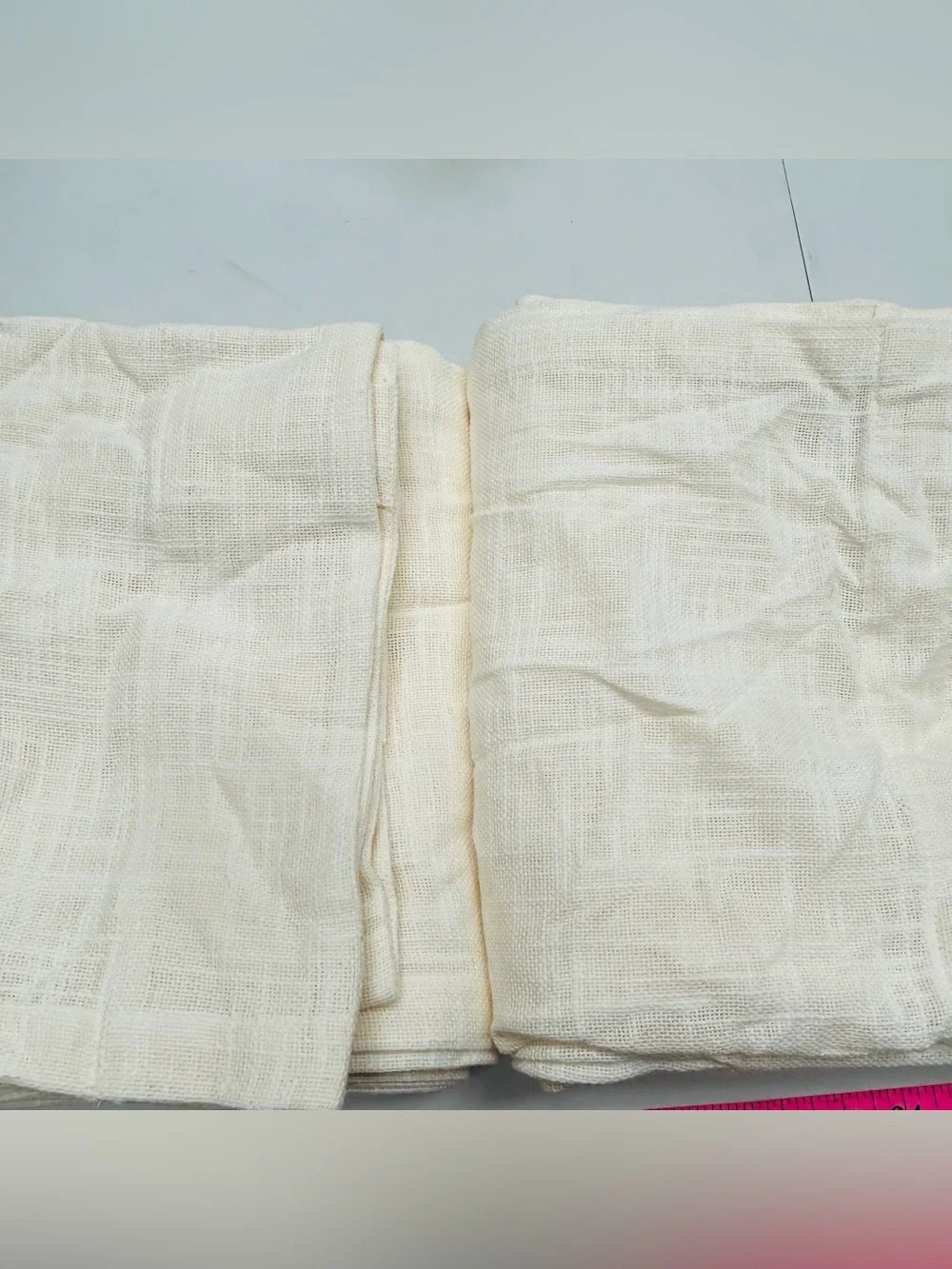 QUINCE Set Of 2 48x96 Cotton Sheer Curtains Ivory 8942